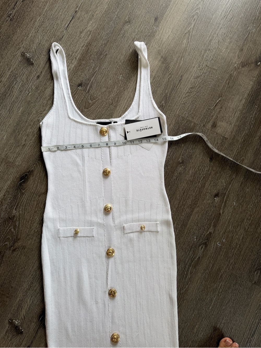 Retrofete White Ribbed Button-Front Midi Dress - Picture 5 of 10